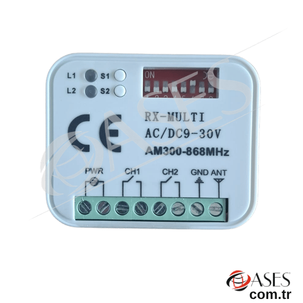 Evrensel RX Çoklu Frekans Alıcı – 300–868 MHz 2 Kanal 12/24V Röle Modülü