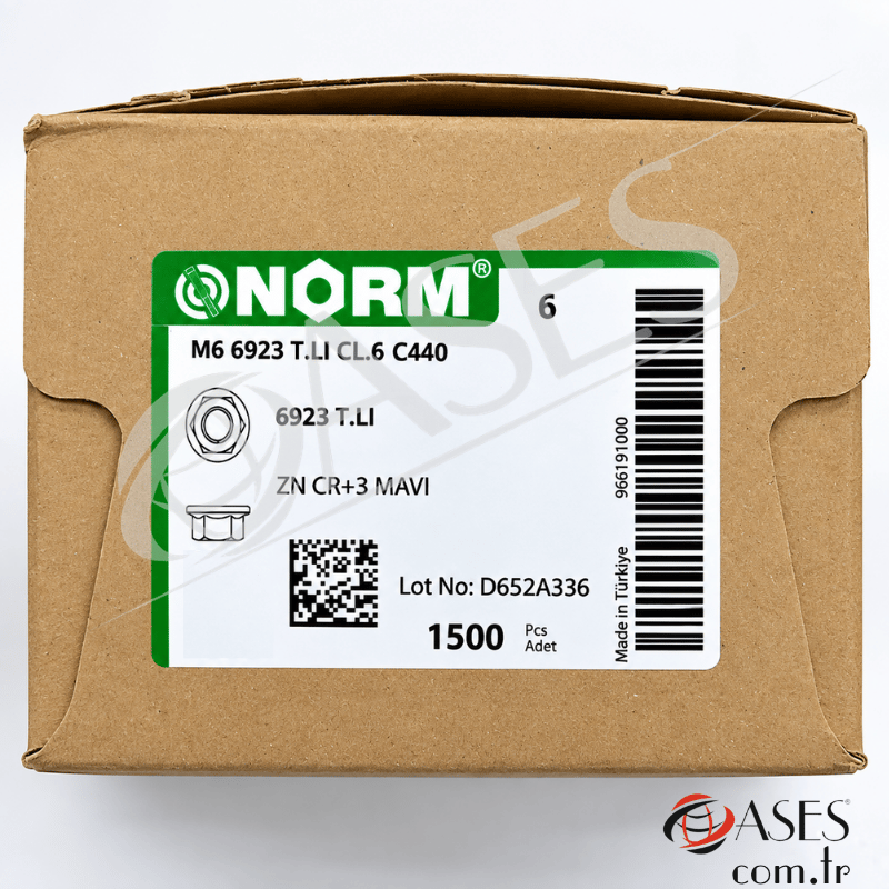 Norm M6 Flanşlı Tırtıllı Somun – DIN 6923, CL.6, C440 Galvanizli, 1500 Adet