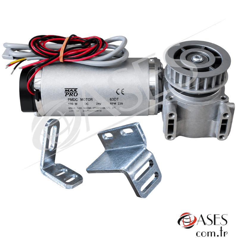 Masspro Otomatik Kapı Motoru DC 24V 100W – Kasnak Dahil Tam Set