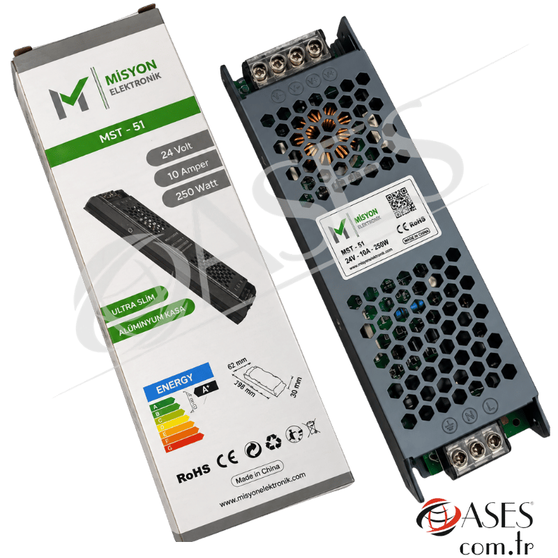 Misyon 24V 10A 250W Metal Kasa Güç Kaynağı – Trafo