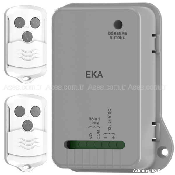 KontalASE K168-01.ST01Kontal EKA 1 Kanallı 12/24V Alıcı Seti - EVS3-3 Kanallı 2 Adet Beyaz Kumandalı