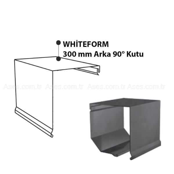 WHİTE FORMKUT.300.AR.01Alüminyum Kepenk Kutusu 300mm Arka Kutu 90° Beyaz