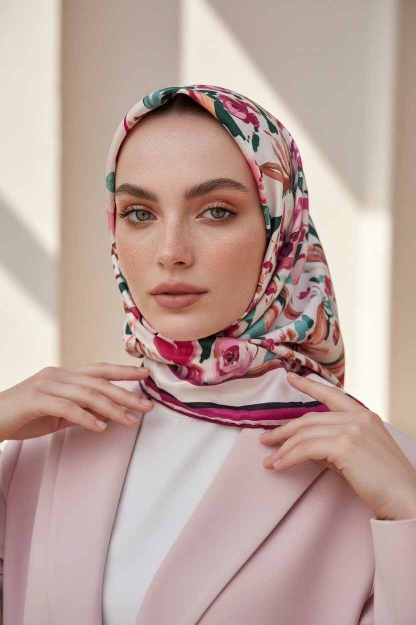 Rayon Çiçek Desenli Mürdüm Renkli 90x90 Dikim Şekli : El Dikişi Eşarp (İpek İçermez)