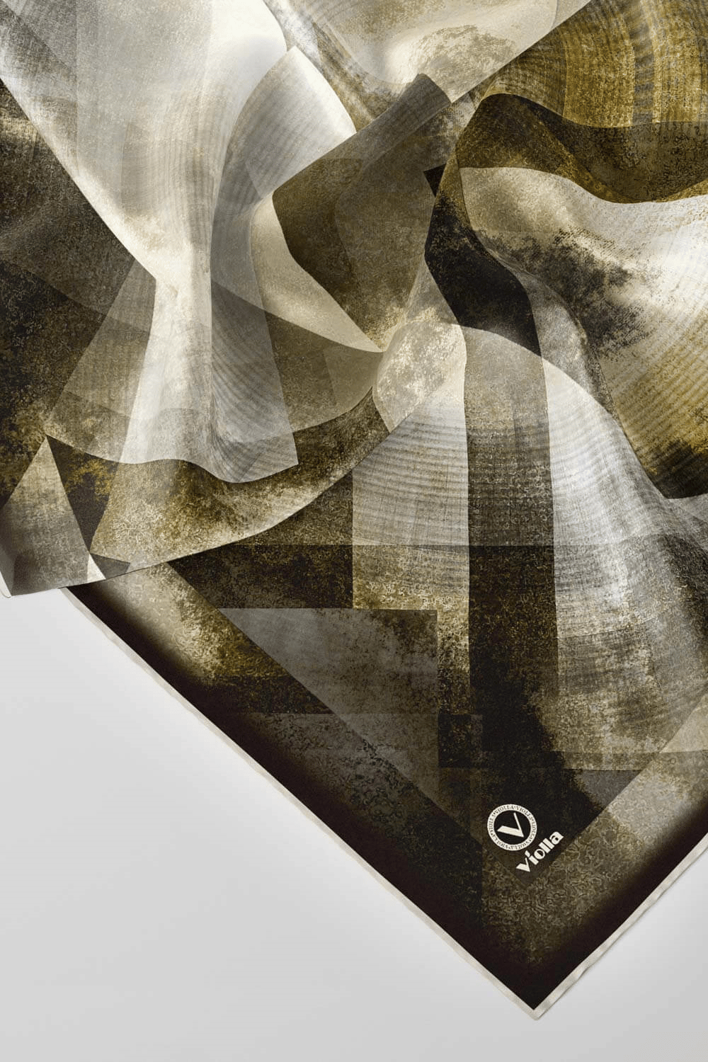 Twill Batik Desenli Haki Renkli 90x90 Eşarp (İpek İçermez) Dikim Şekli : El Dikişi