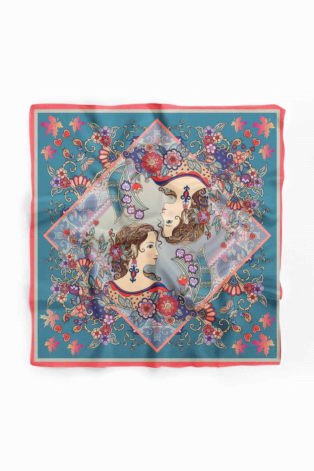 %100 İpek Kadın Desenli Kadın Bandana