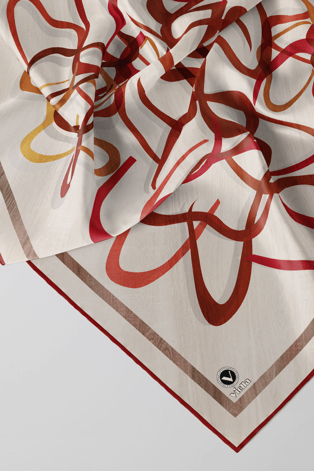 Twill Çizgili Geometrik Desenli Bordo Renkli 90x90 Eşarp (İpek İçermez) Kenar Dikiş Şekli El Dikişli