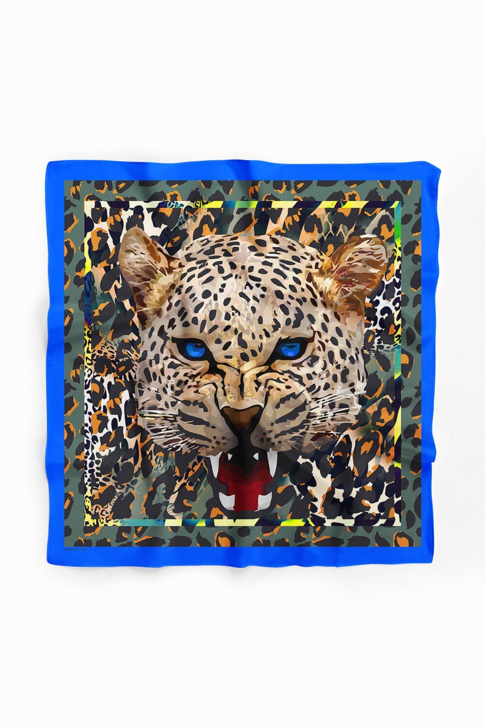 Violla Kadın Krem Kahve Kaplan Desenli 50x50 Bandana