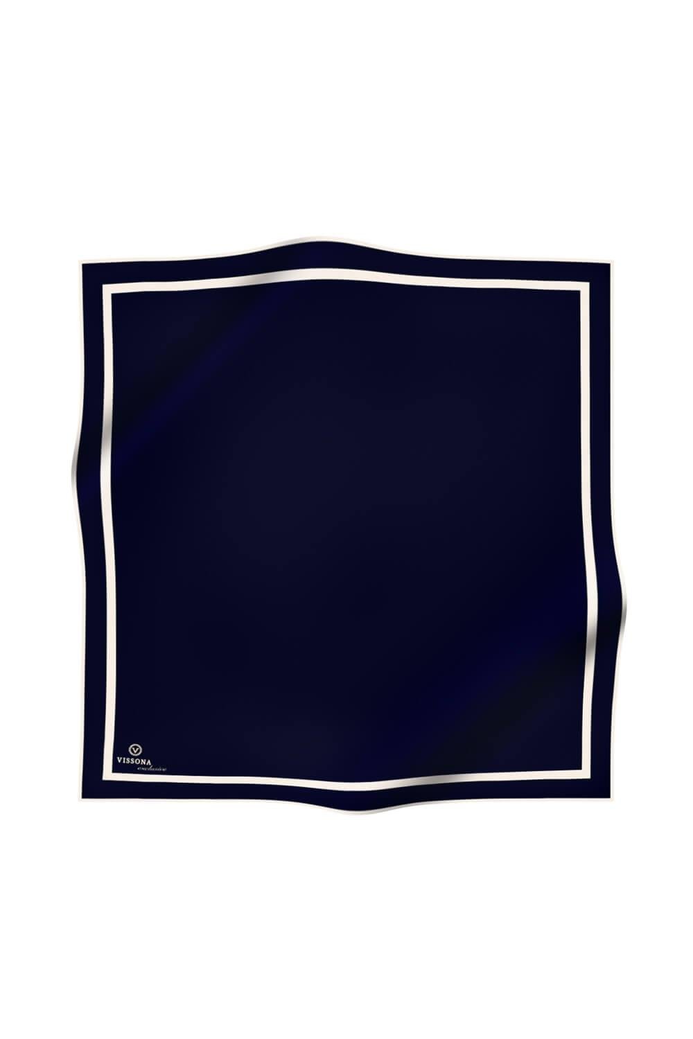 100% Twill İpek Düz Renk Bordür Desenli Lacivert - Krem Renkli Daha Tok Exclusive Serisi 90x90 Dikim Şekli : El Dikişi Eşarp