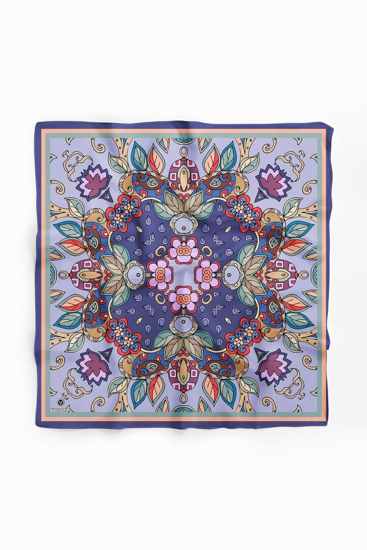 %100 İpek Etnik Desenli Kadın Bandana