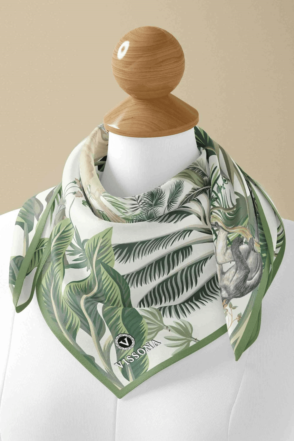 %100 İPEK FİL DESENLİ KADIN BANDANA 50X50