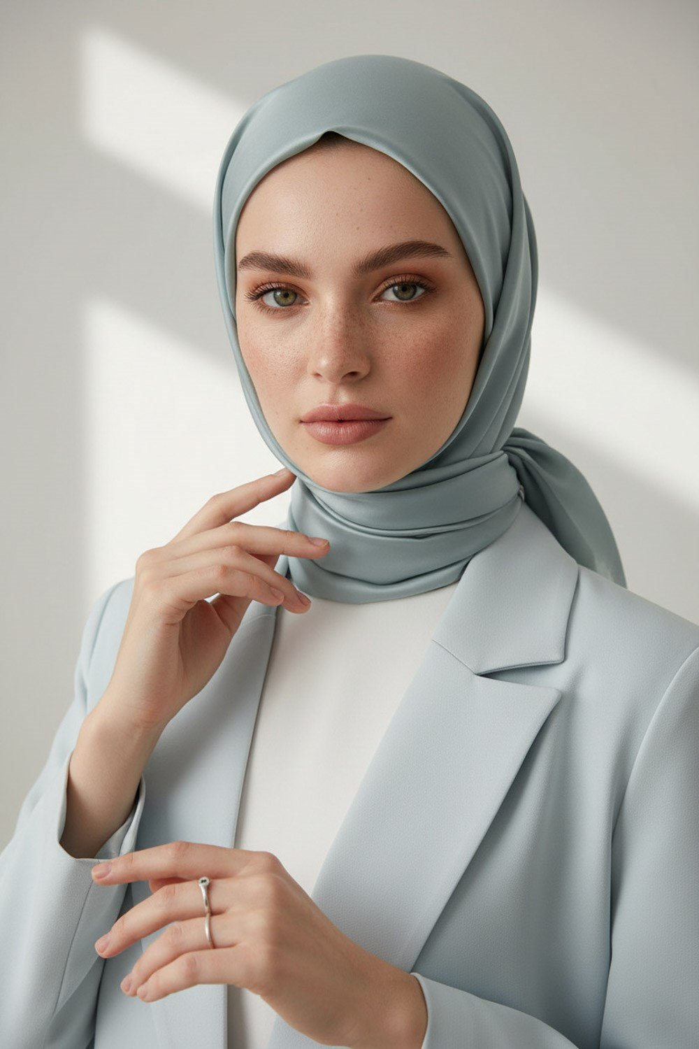 Viskon Twill İpek Eşarp 90x90 Küf Yeşili Düz Renk Az Hatalı El Dikişli Kadın Eşarp