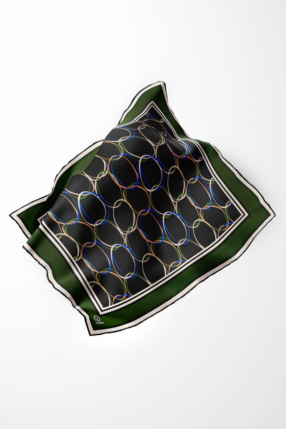 Twill Halka Desenli Zümrüt Yeşili Renkli 90x90 Eşarp (İpek İçermez) Kenar Dikiş Şekli El Dikişli