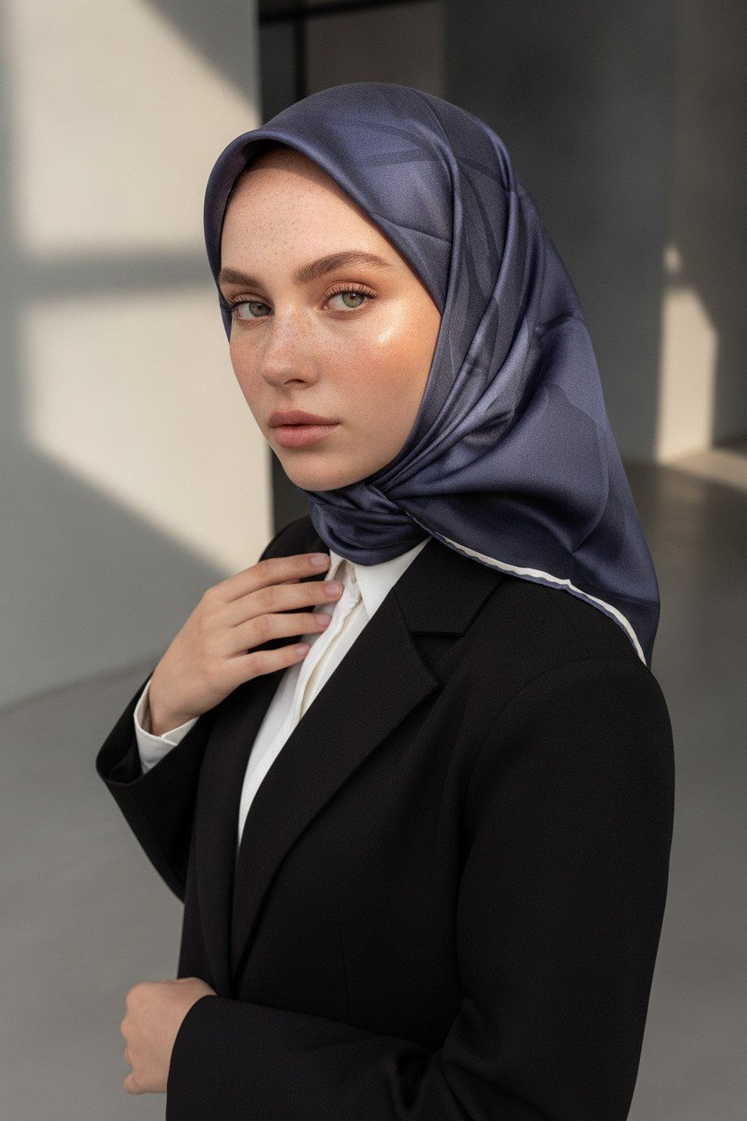 100% Twill İpek Çiçek Desenli Füme Renkli 90x90 Dikim Şekli : El Dikişi Eşarp