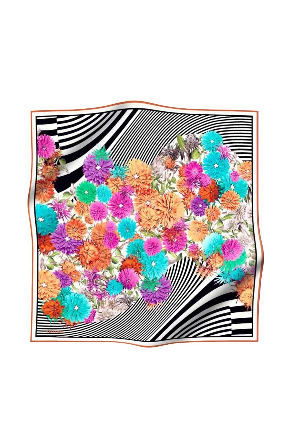 %100 İpek Kadın Desenli Bandana 80x80