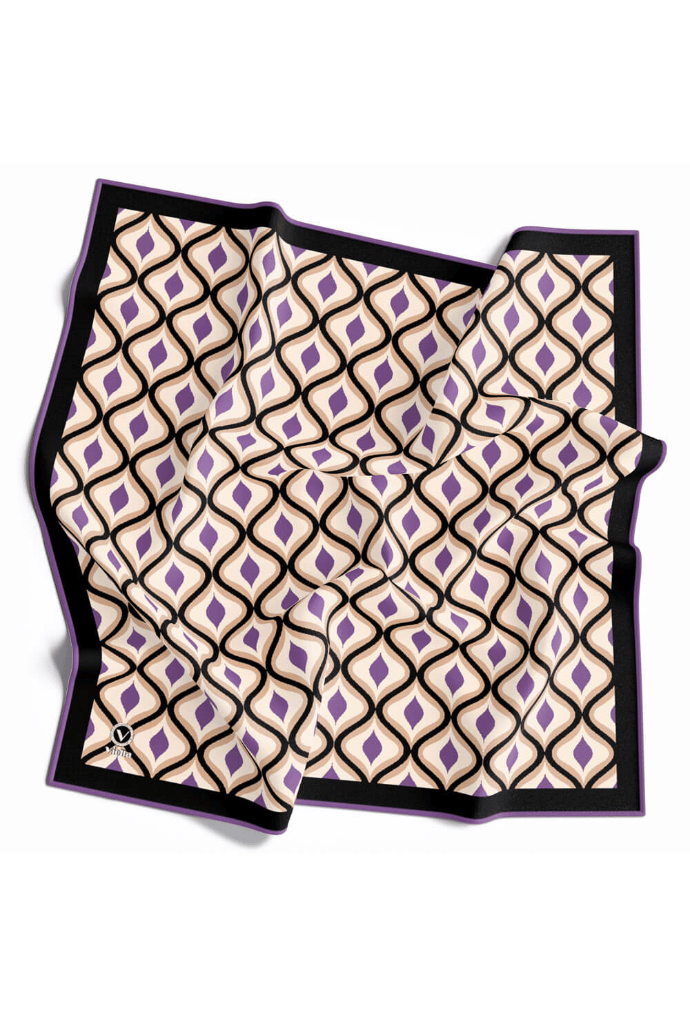 Twill Geometrik Daire Desenli Lila Renkli 90x90 Eşarp (İpek İçermez) Dikim Şekli : El Dikişi