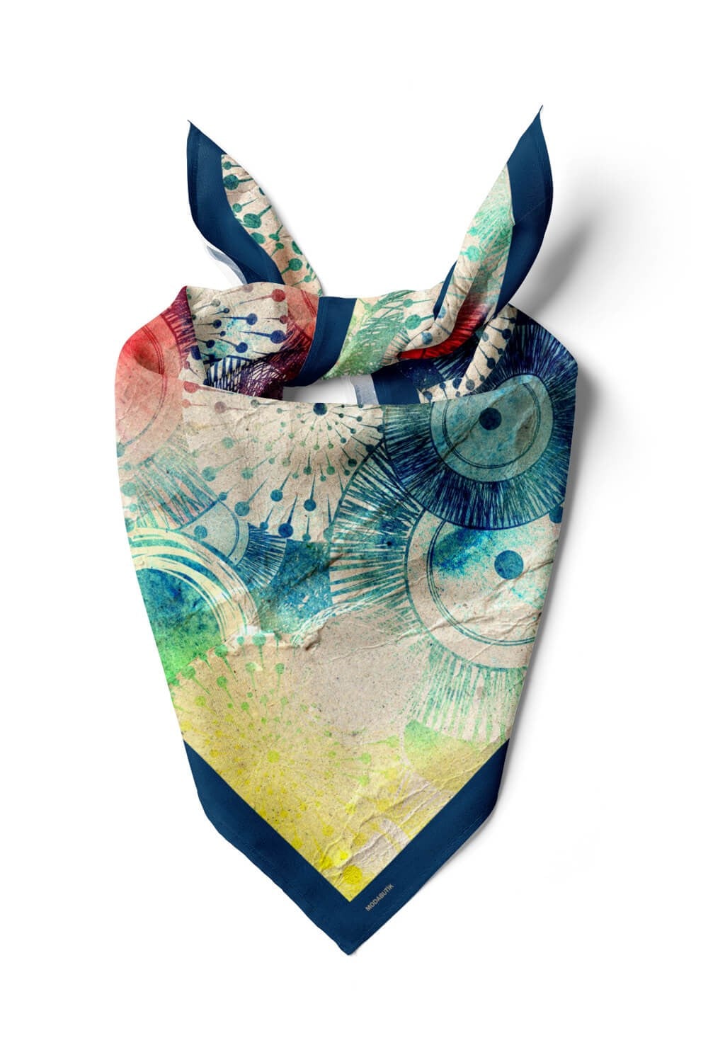 Violla Y41 Kadın Egzotik Desenli Bandana 50x50 Mavi DG0272-22