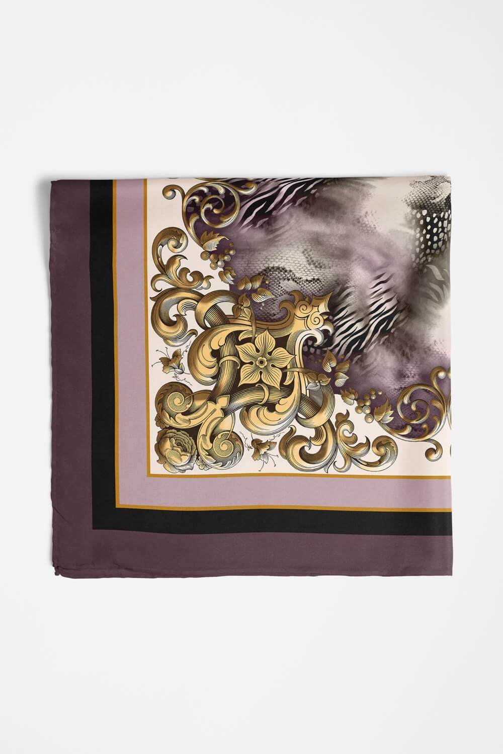 Violla D118 Kadın Vintage Desenli Bandana 50x50 Mor DG0223-22