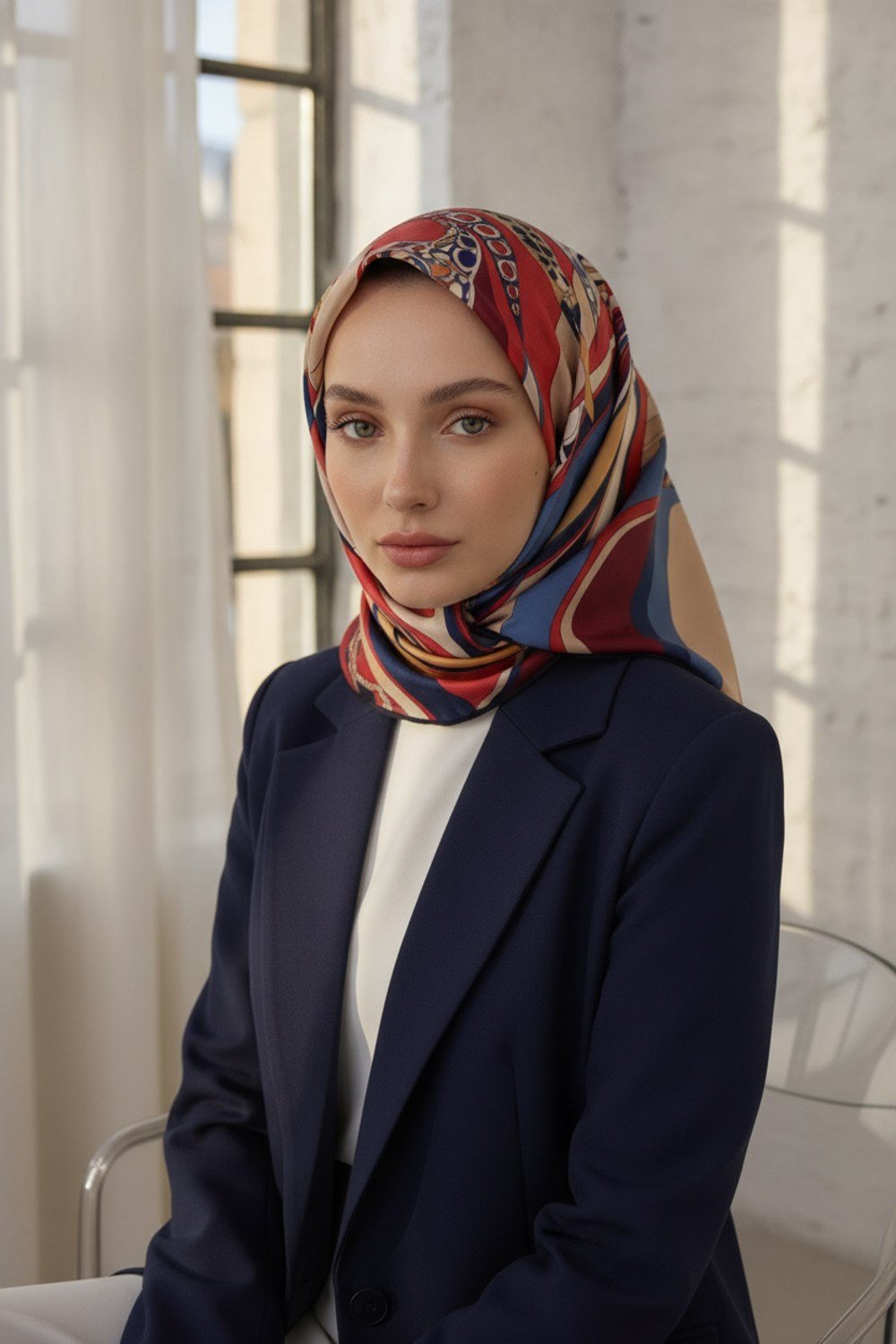 100% Twill Etnik Yaprak Desenli Bordo - Lacivert Renkli 90x90 Dikim Şekli : El Dikişi Eşarp