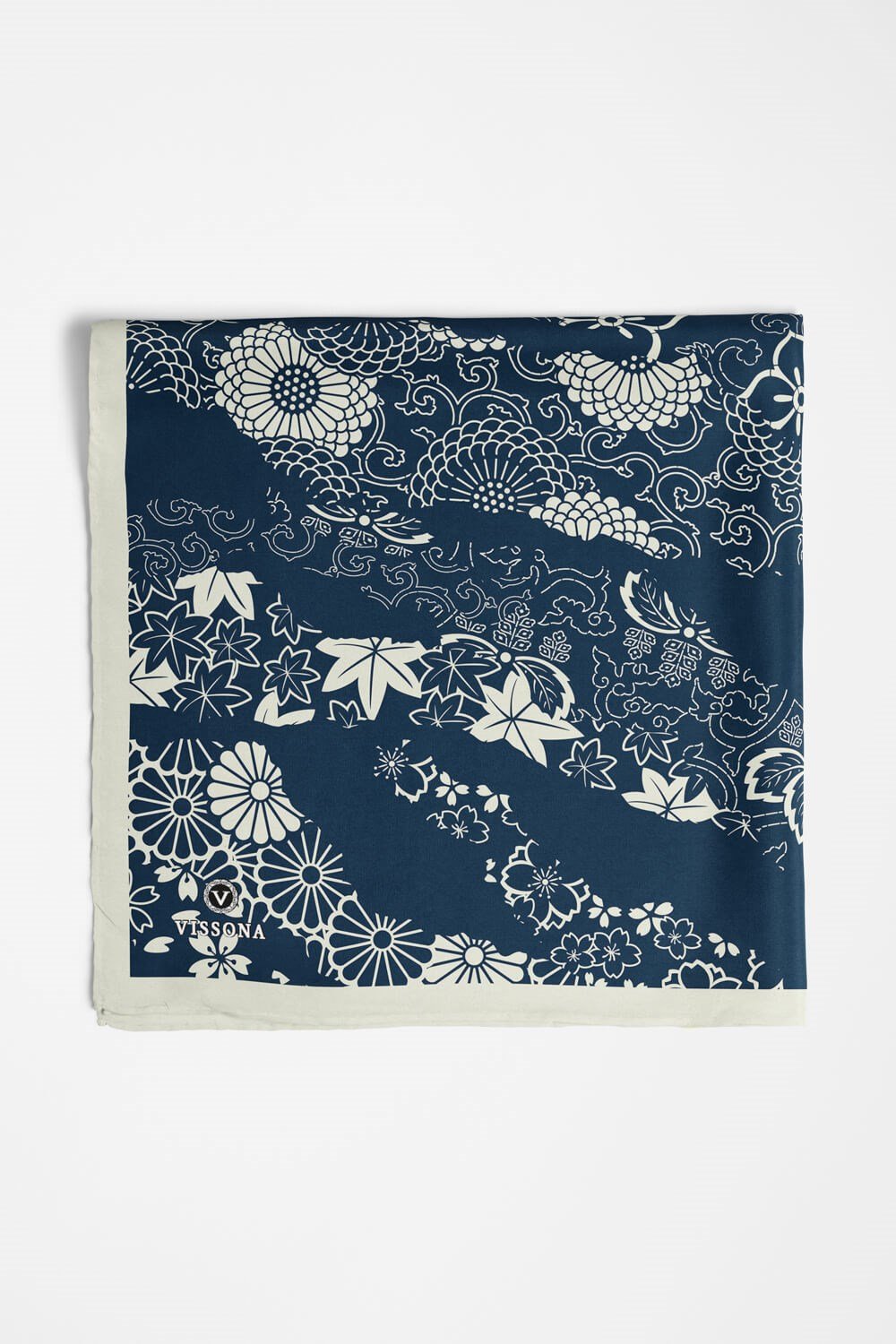 %100 İpek Geometrik Desenli Kadın Bandana