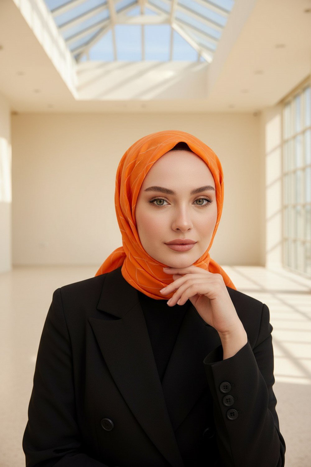 %100 Saf İpek Şal İnce Saten Vual Dokuma Çizgili Desenli 90x210 Şal