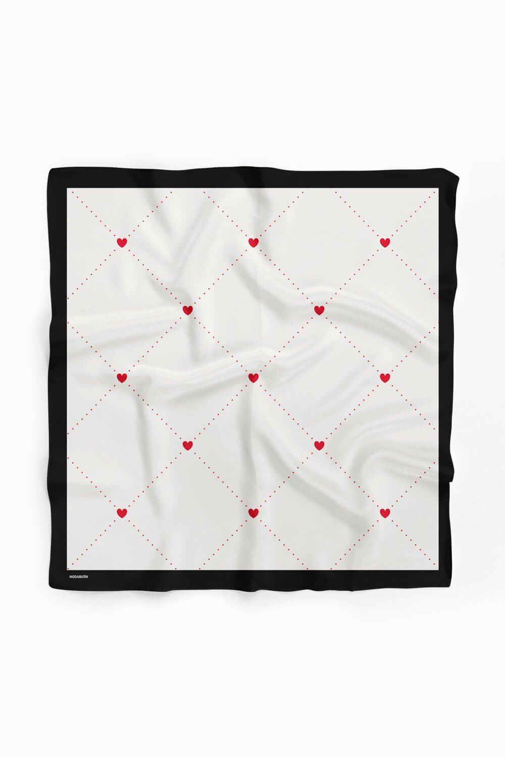 Violla A50 Kadın Kare Kalp Desenli Bandana 50x50 DG0268-22