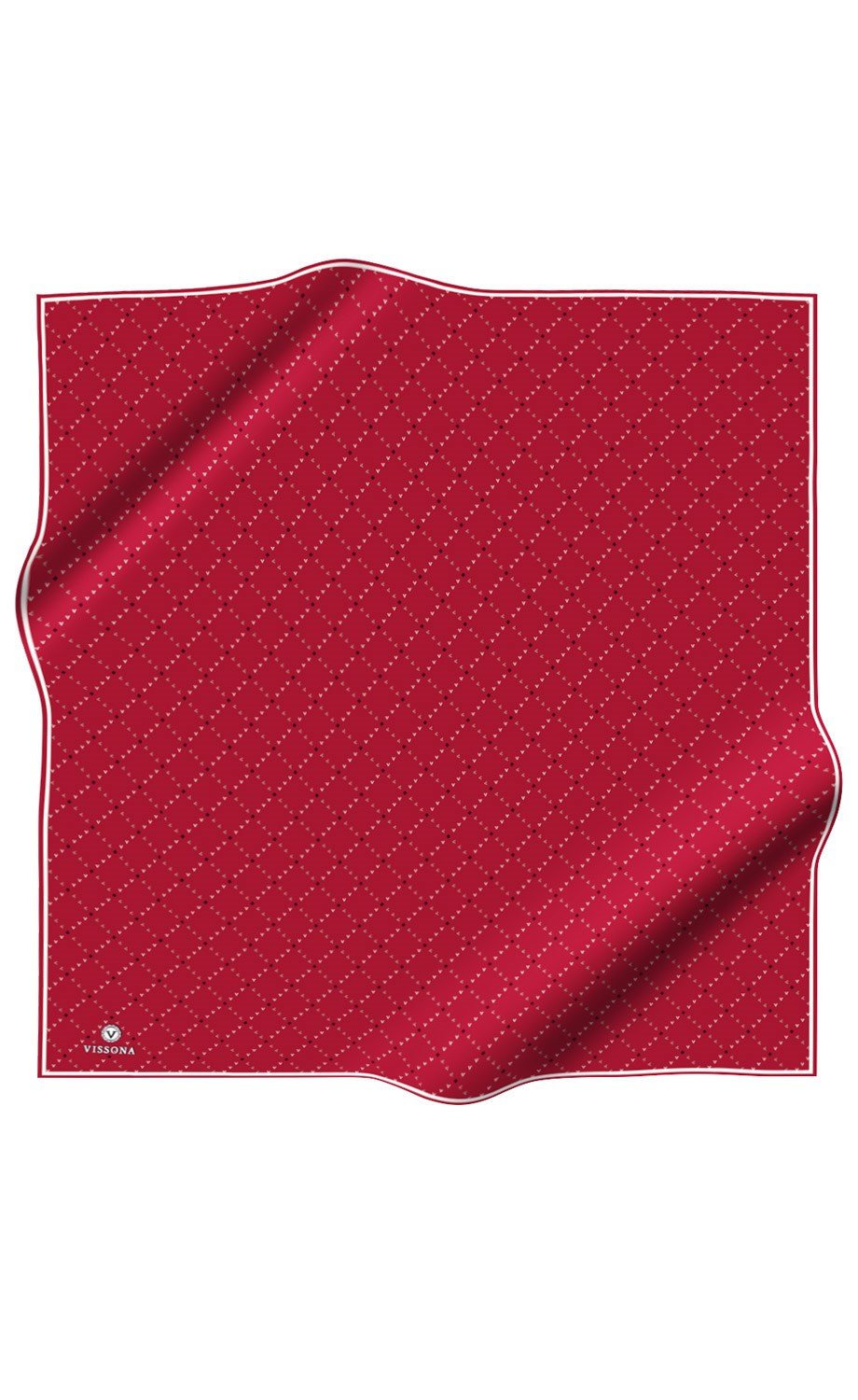 %100 Twill İpek Minik V Desenli Bordo Renkli 90x90 Eşarp Dikim Şekli : El Dikişi