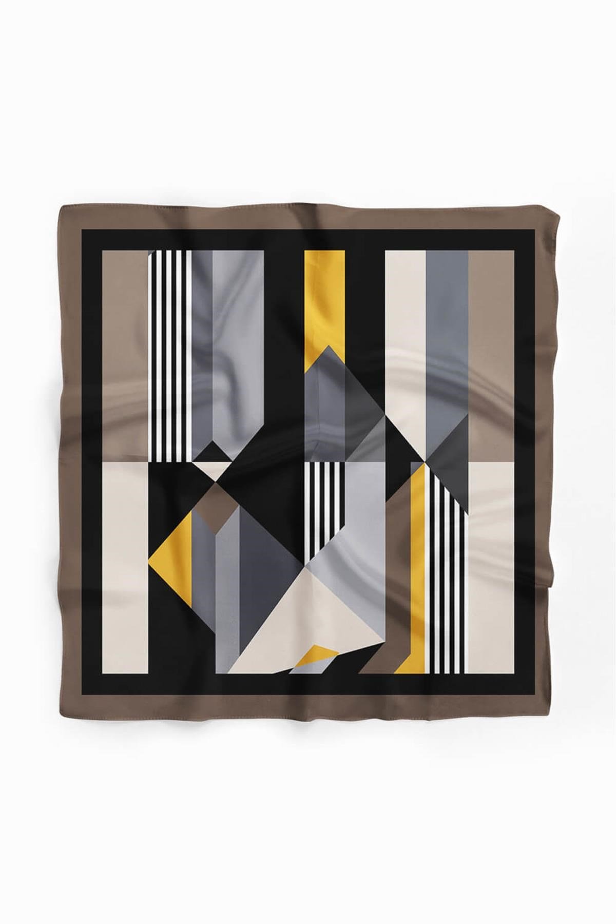 Violla G42 Kadın Gri Geometrik Desenli 50x50 Bandana DG01526-22