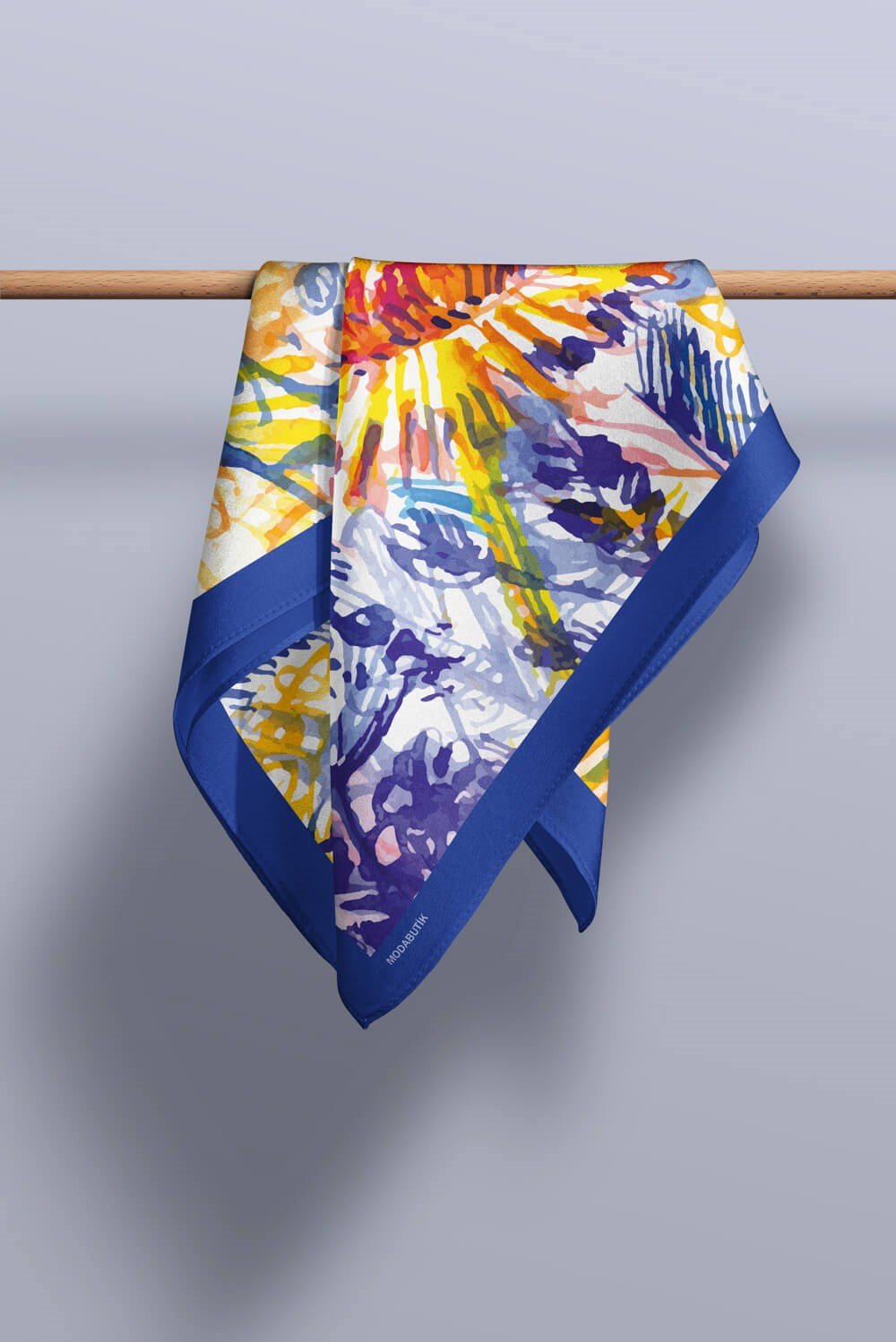 Violla D106 Kadın Yağlı Boya Desenli Bandana 50x50 Sarı DG0299-22