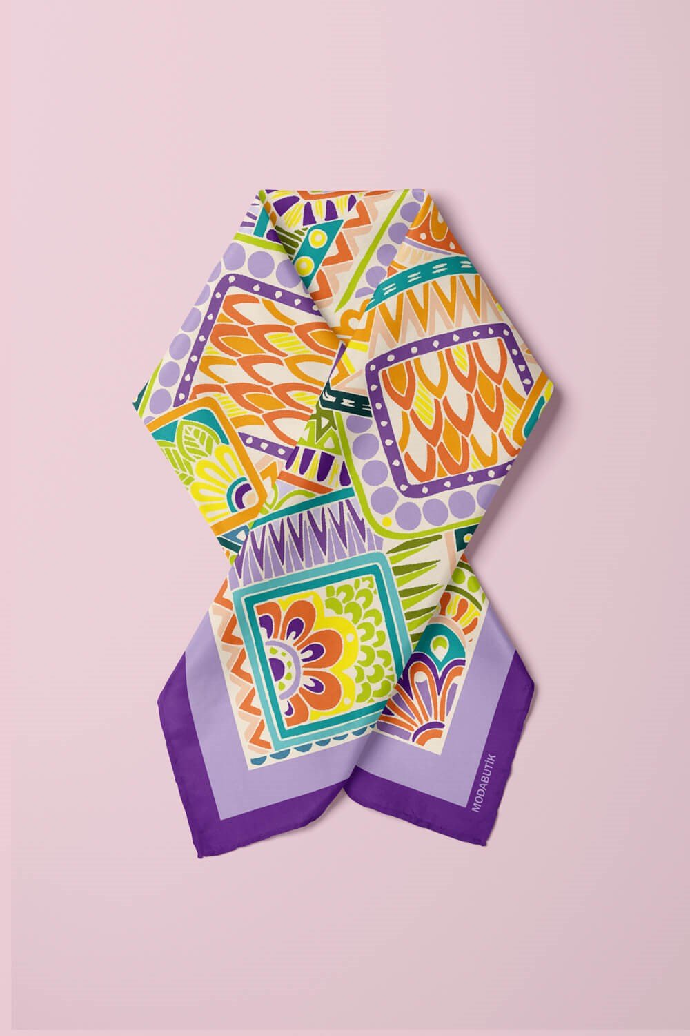 Violla B72 Kadın Lila Sweat Patch Desenli 50x50 Bandana HYL DG0643-22