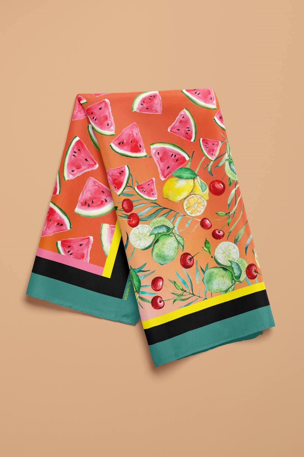 Violla G59 Kadın Kırmızı Fruits Desenli 50x50 Bandana DG01456-22