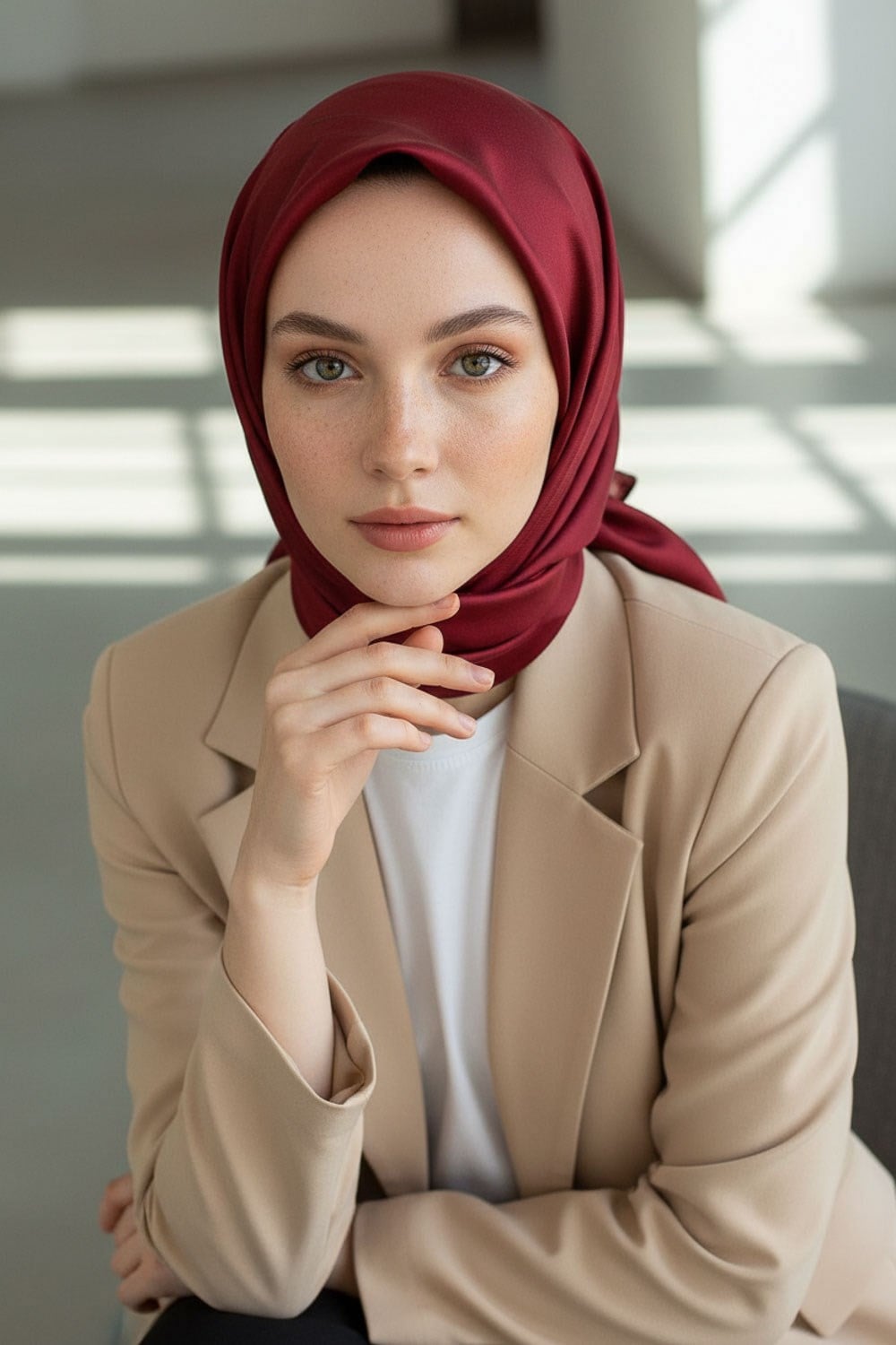 %100 Twill İpek Düz Bordo Renkli Daha Tok Exclusive Serisi 90x90 Eşarp Dikim Şekli : El Dikişi