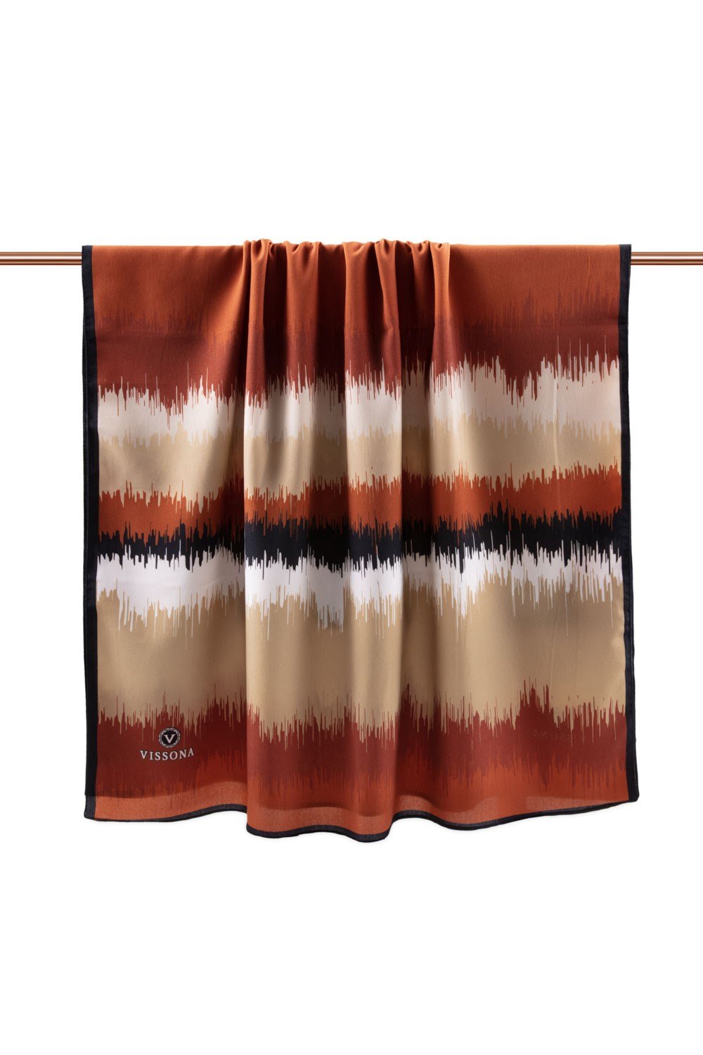 KREP FREKANS DESENLİ TABA RENKLİ 75X195 KIRIŞMAZ ŞAL