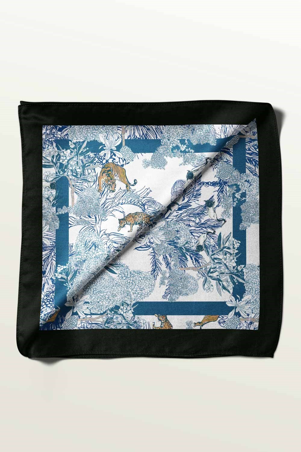 Violla V45 Kadın Açık Mavi Lacivert Arbore Desenli 50x50 Bandana HYL DG01130-22