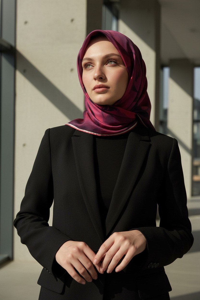100% Twill İpek Çiçek Desenli Bordo Renkli 90x90 Dikim Şekli : El Dikişi Eşarp