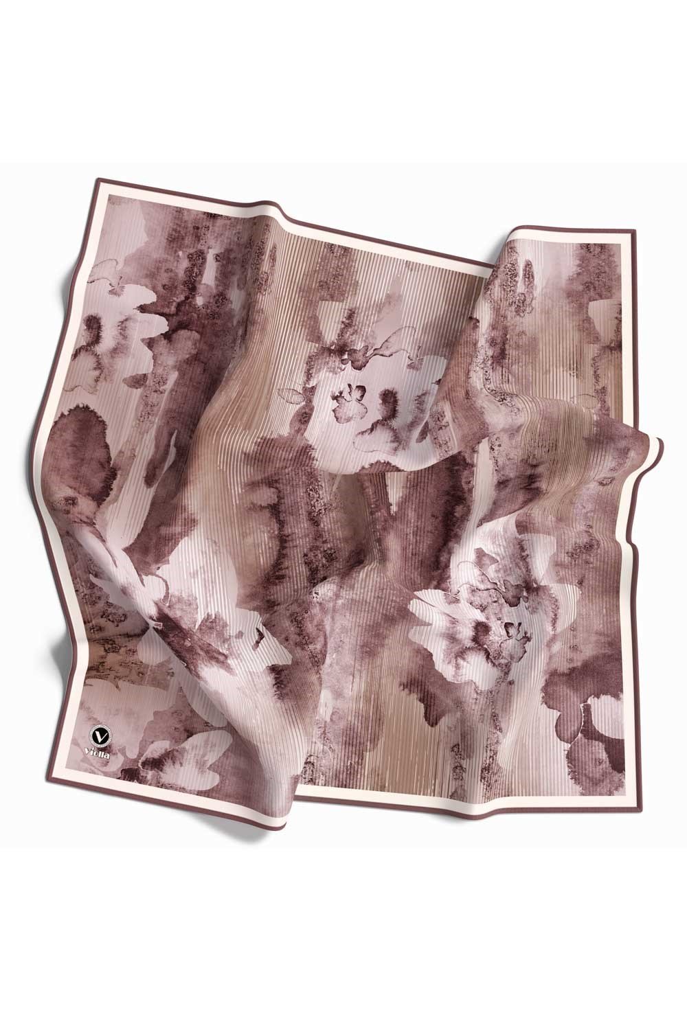Twill Batik Desenli Gül Kurusu Renkli 90x90 Eşarp (İpek İçermez) Dikim Şekli : El Dikişi