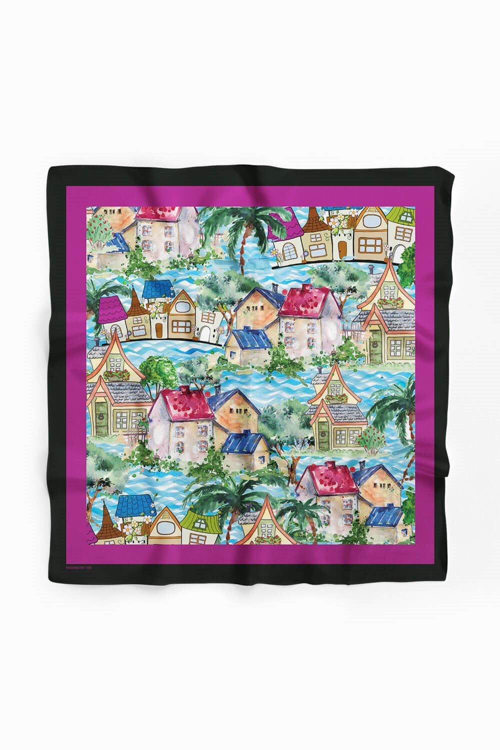 Violla D61 Kadın Mor Açık Mavi Casa Desenli 50x50 Bandana HYL DG01150-22