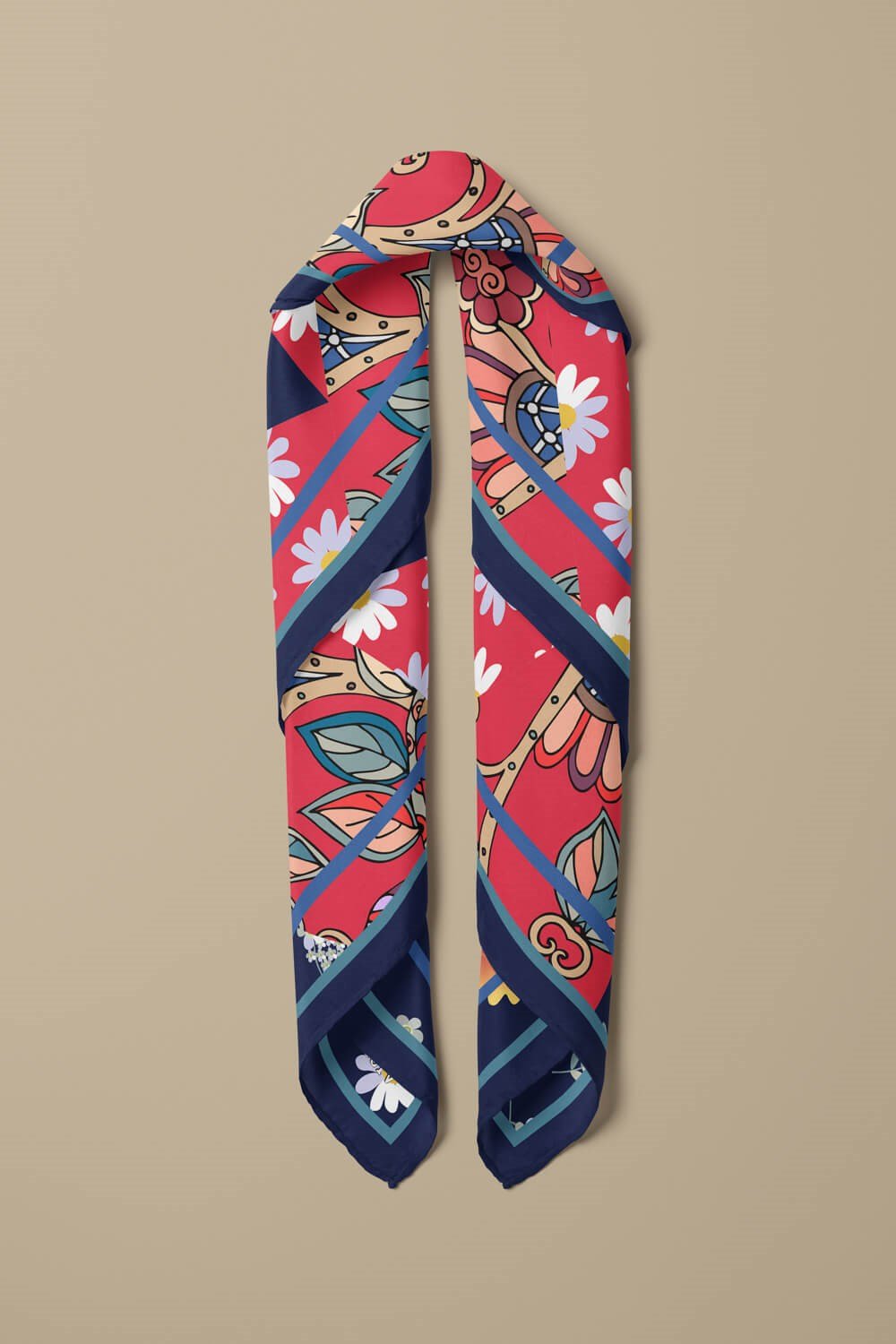 %100 İpek Karışık Desenli Kadın Bandana