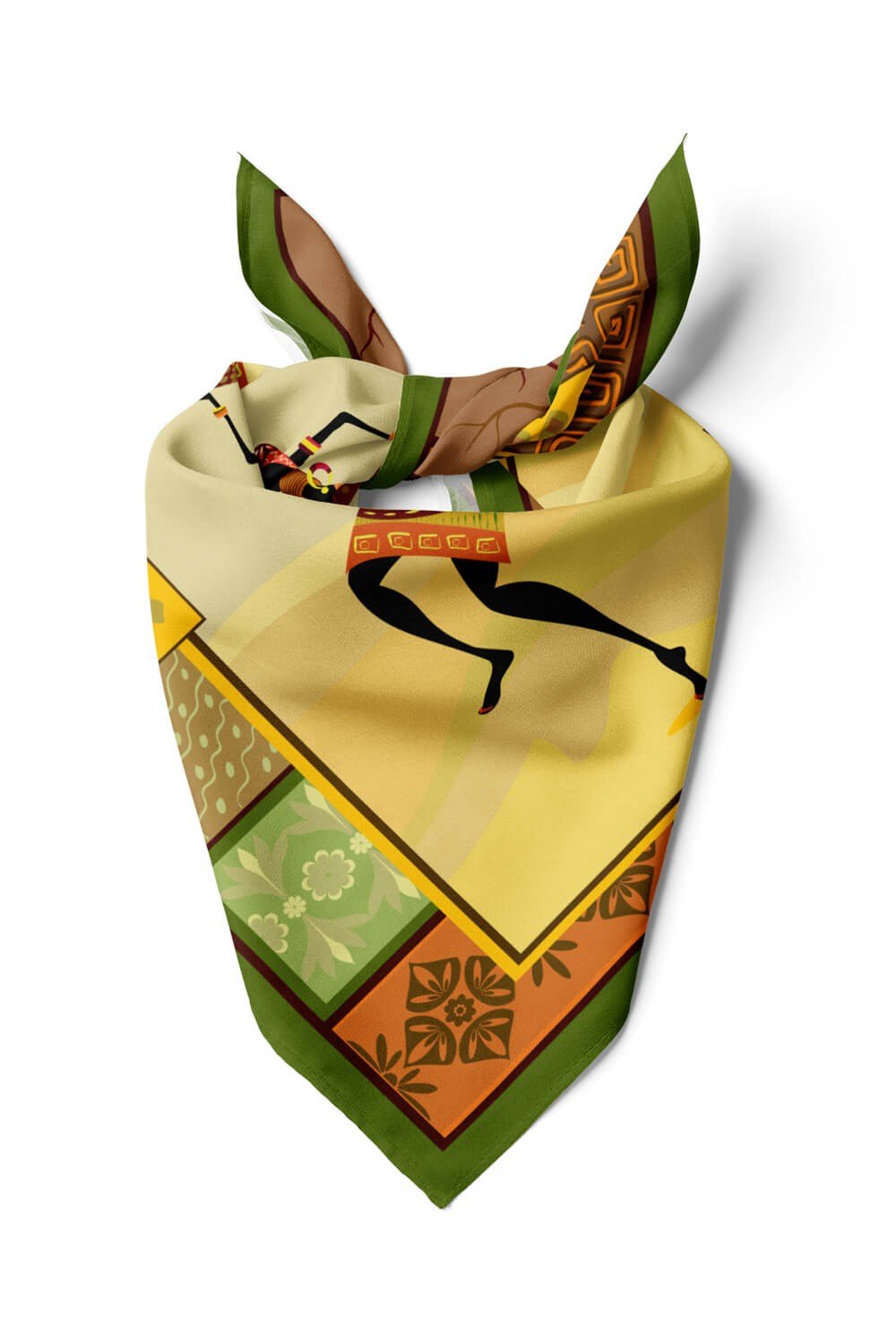 Violla F23 Kadın African Desenli Bandana 50x50 Kahve DG0248-2