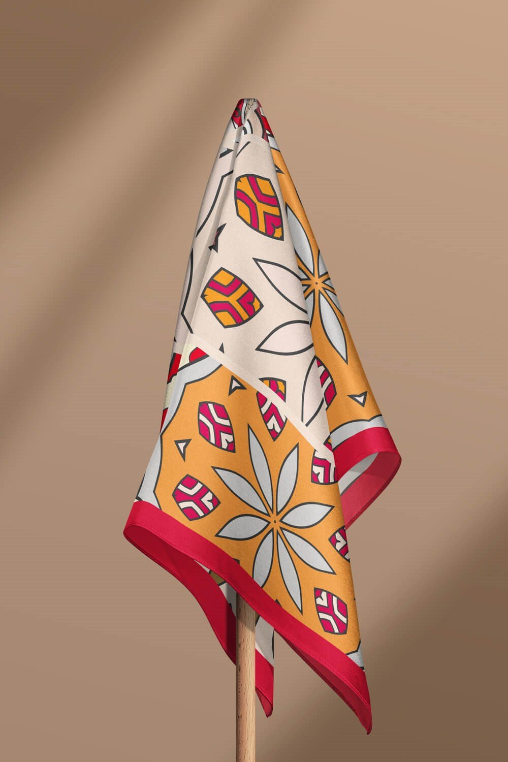 %100 İpek Etnik Desenli Kadın Bandana