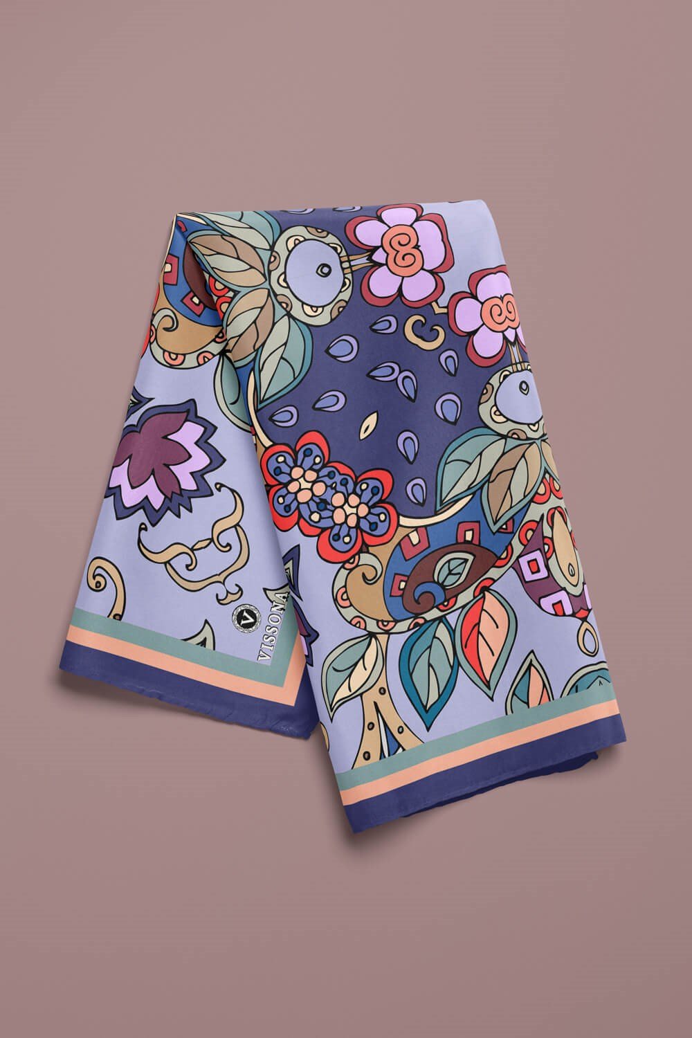 %100 İpek Etnik Desenli Kadın Bandana