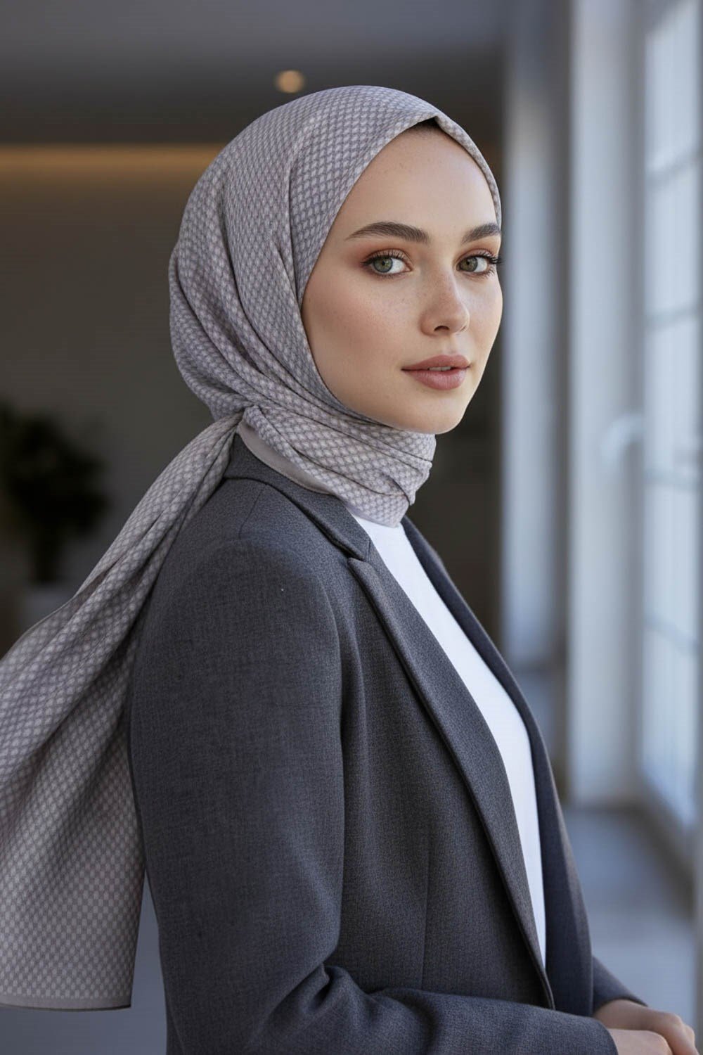 KREP HASIR DESENLİ GRİ RENKLİ 75X195 KIRIŞMAZ ŞAL