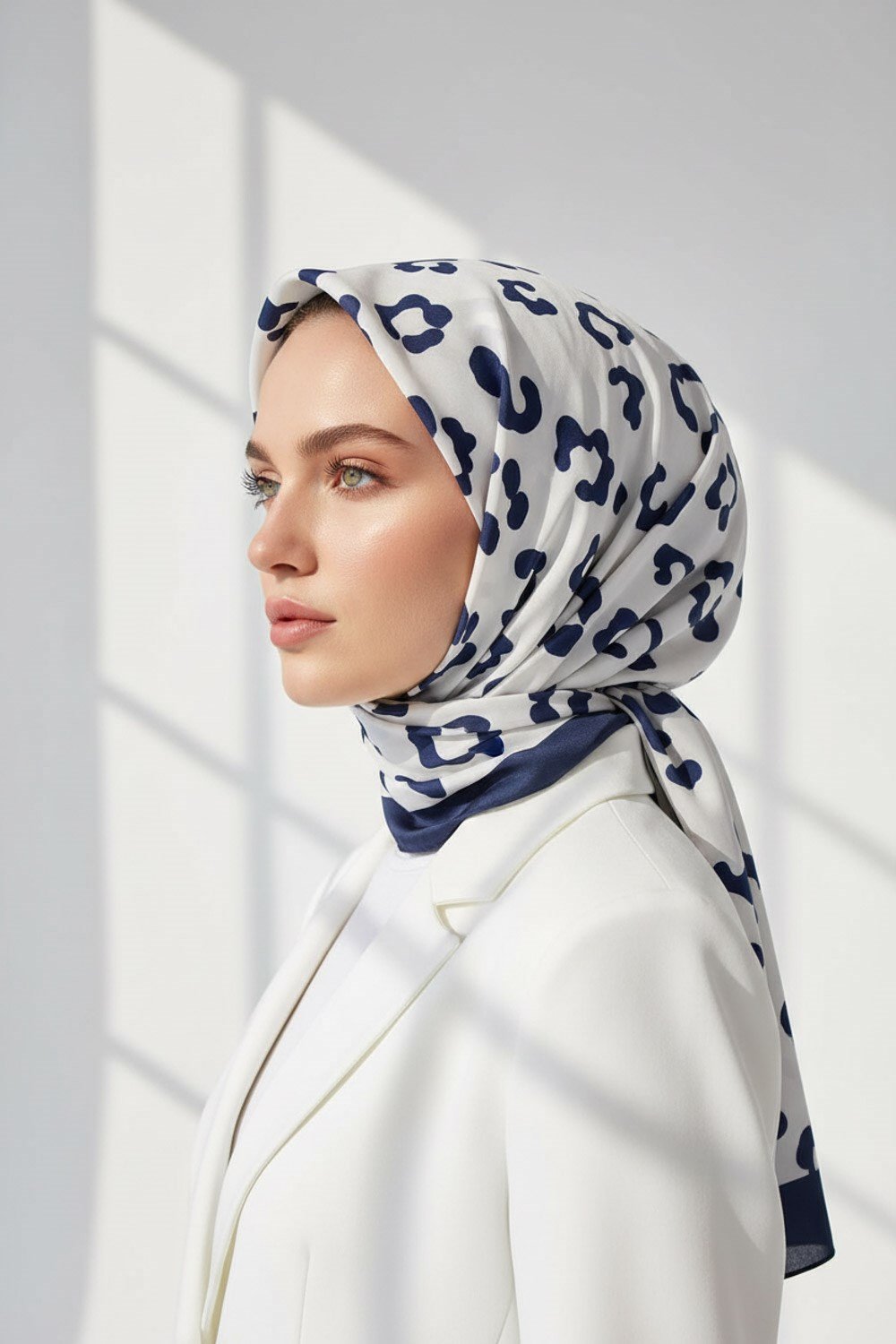 KREP LEOPAR DESENLİ KREM - LACİ RENKLİ 75X195 KIRIŞMAZ ŞAL