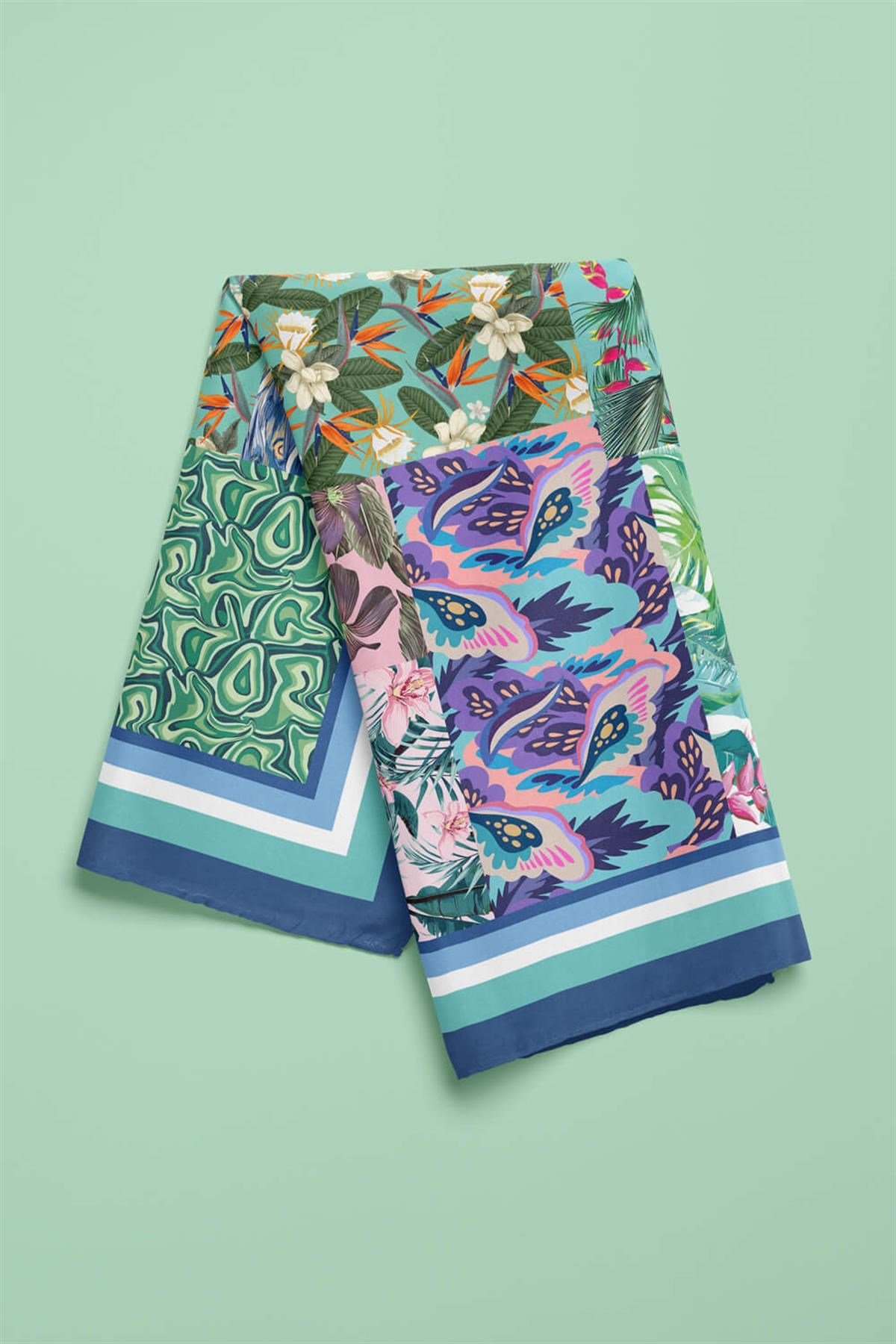 Violla TROPIC PATCHWORK TASARIMLI BANDANA DG12019