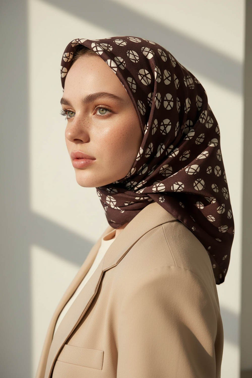 %100 Twill İpek Eşarp 90x90 Çizgili Desenli El Dikişli Kadın Eşarp