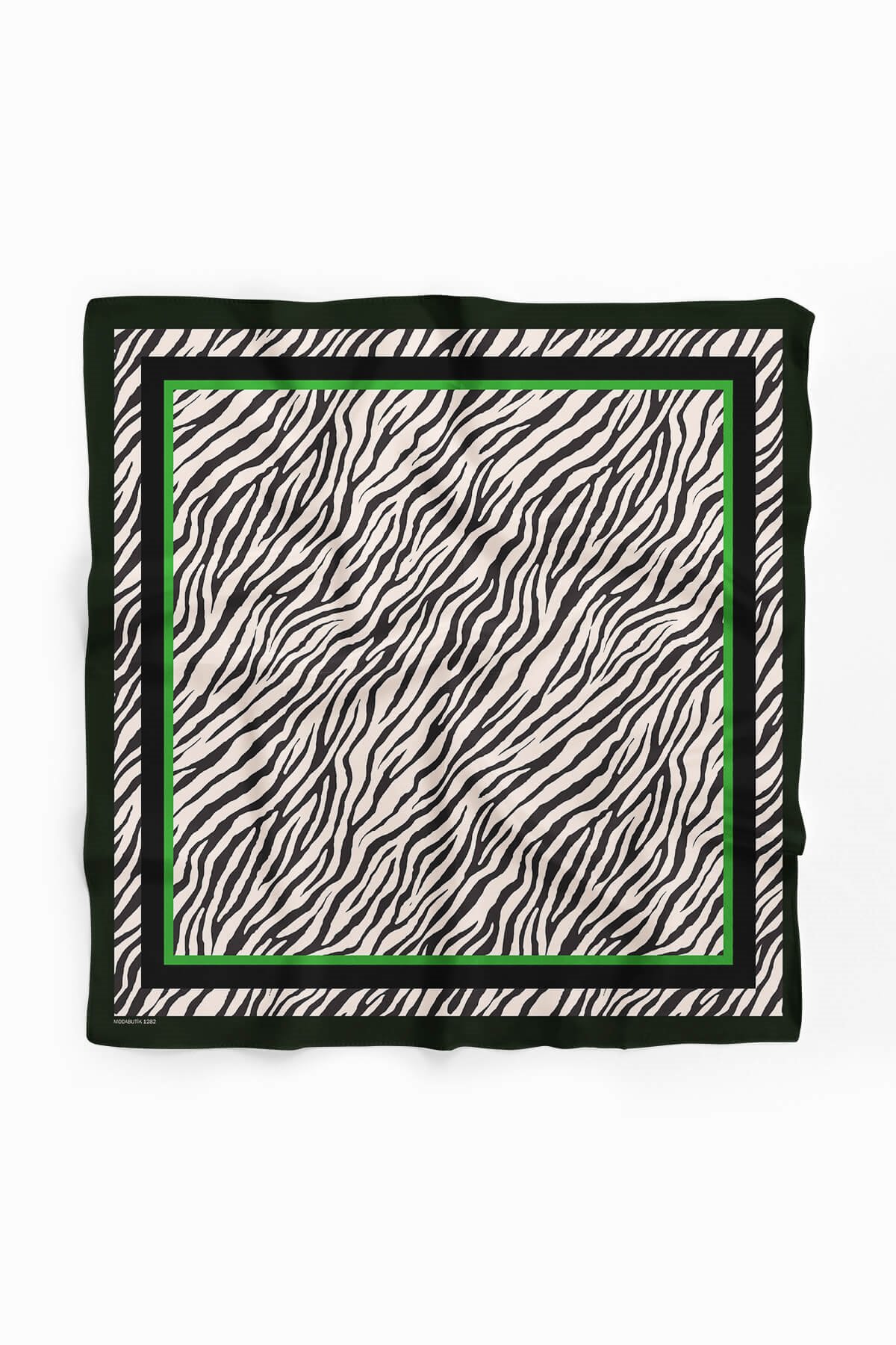 Kadın Siyah Beyaz Zebra Desenli 50x50 Bandana HYL DG01282-22