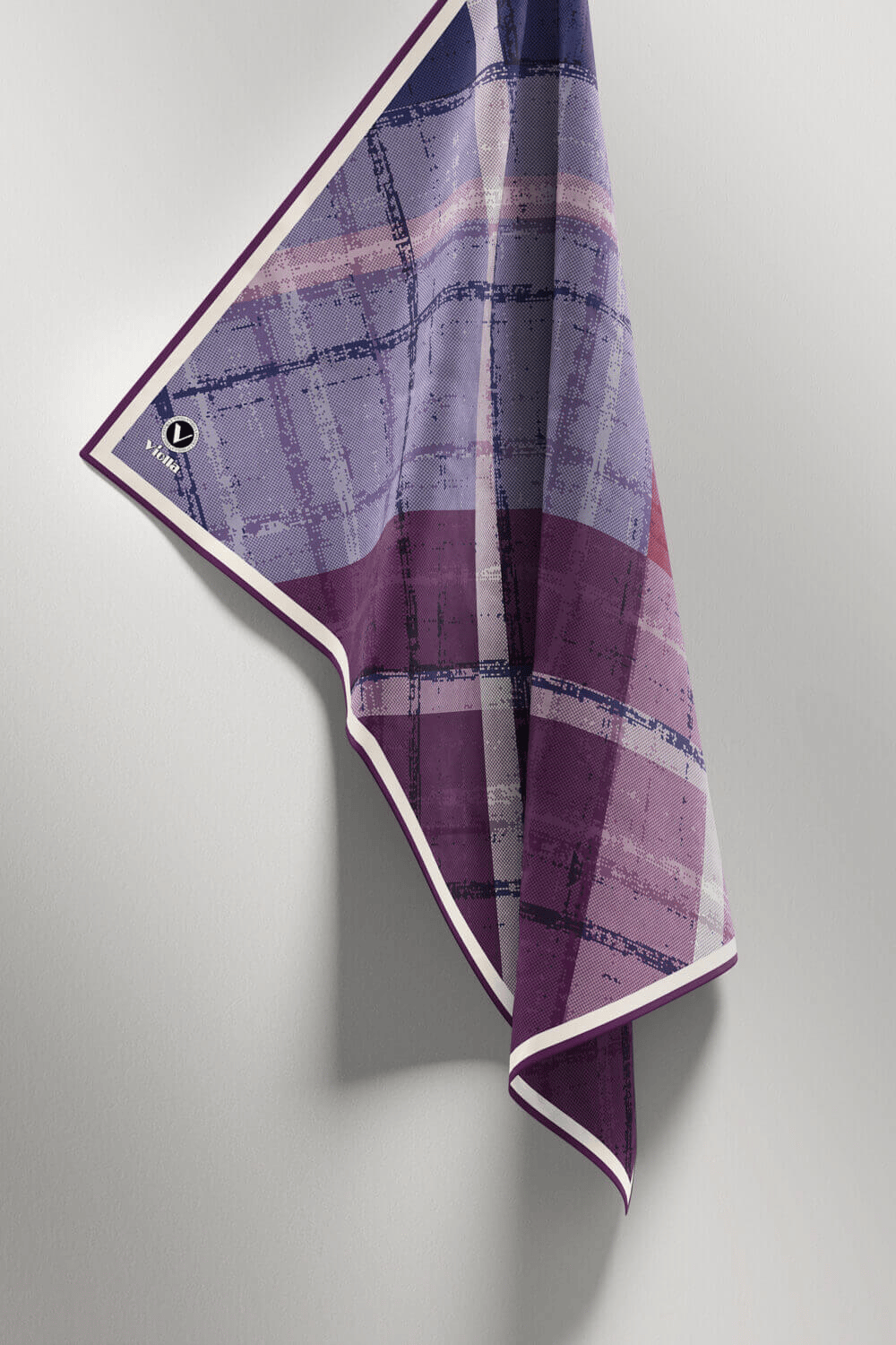 Twill Eskitme Desenli Mor Renkli 90x90 Eşarp (İpek İçermez) Kenar Dikiş Şekli El Dikişli