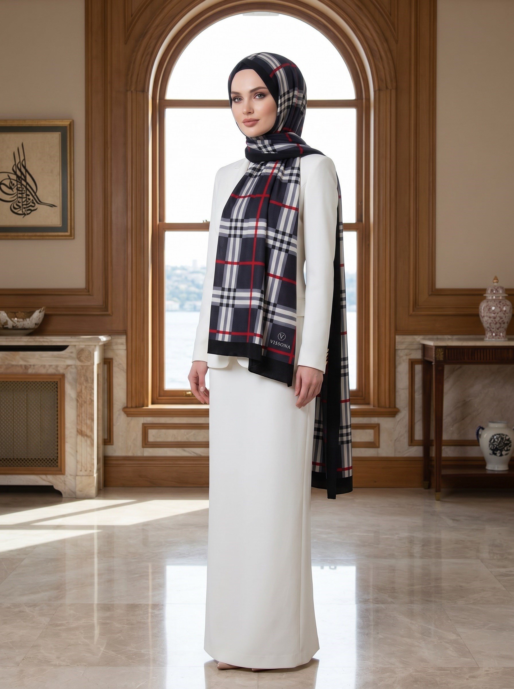 KREP EKOSE DESENLİ FÜME RENKLİ 75X195 KIRIŞMAZ ŞAL