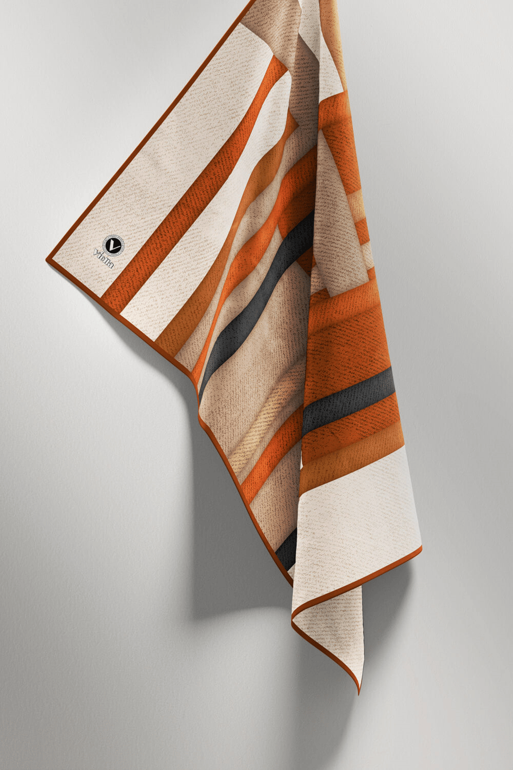 Twill Renkli Şerit Desenli Taba Renkli 90x90 Eşarp (İpek İçermez) Kenar Dikiş Şekli El Dikişli