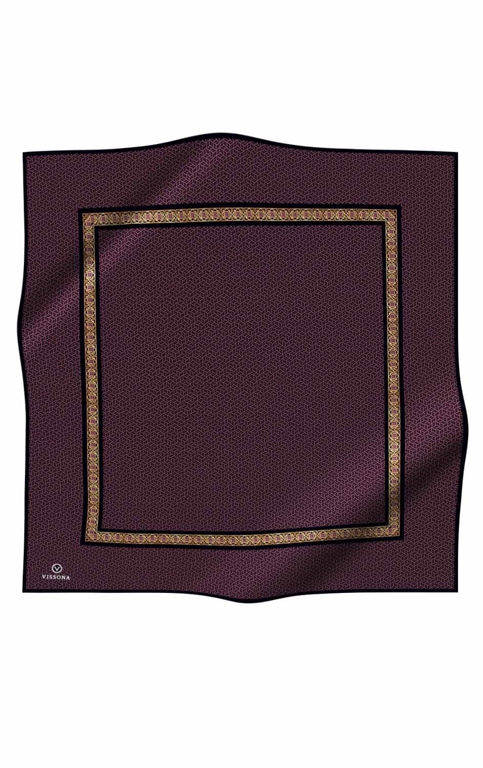 % 57 İPEK % 43 VİSKON Twill İpek Geometrik Desenli Gül Kurusu - Siyah Renkli 90x90 Eşarp Dikim Şekli : El Dikişi
