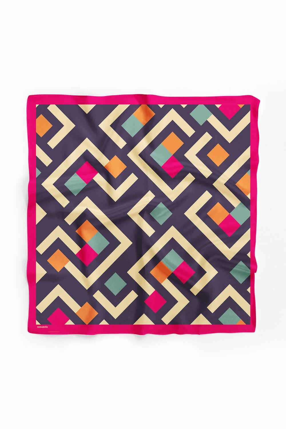 Violla V48 Kadın Geometric Desenli Bandana 50x50 Mavi DG0119-22